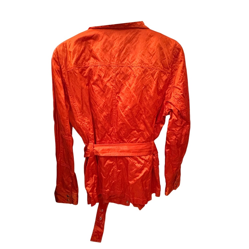 Michael Kors Womens Orange Metallic Belted Field Utility Jacket Size Medium - Picture 5 of 8